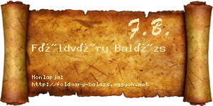 Földváry Balázs névjegykártya
